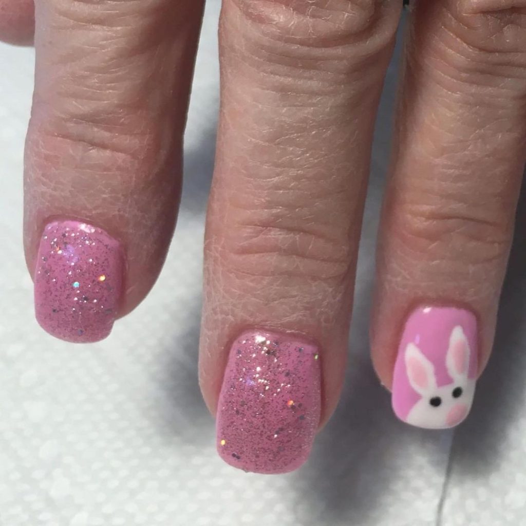 pink easter bunny nails