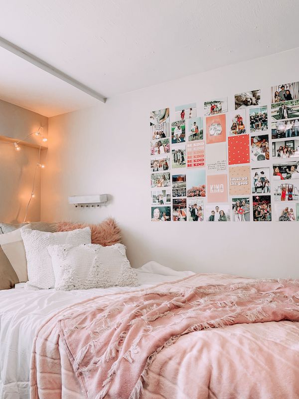 college dorm room ideas pink