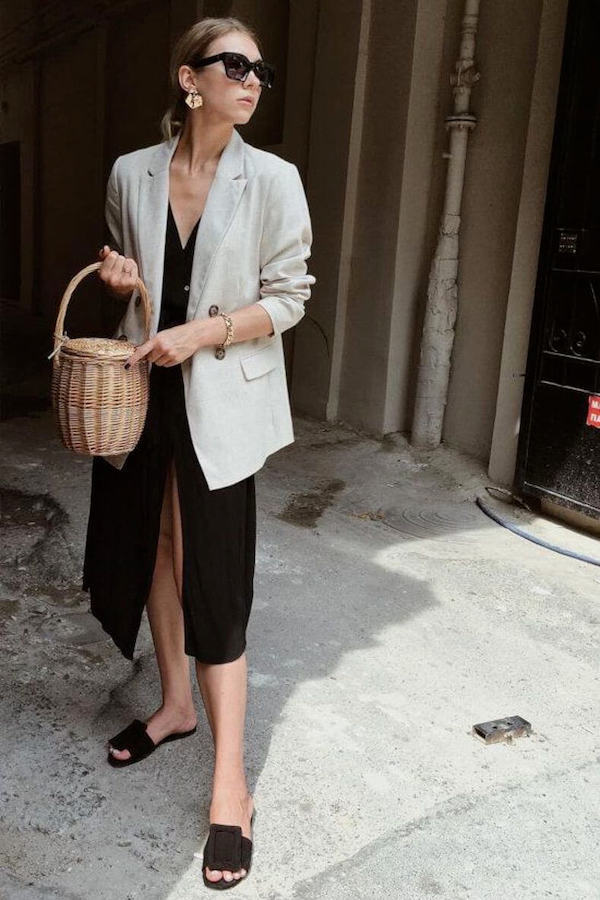 casual linen blazer outfit